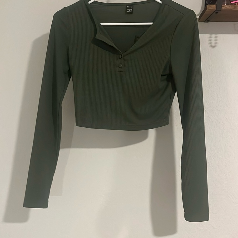 Green Crop Quarter Button Up | Bundle Only❗️